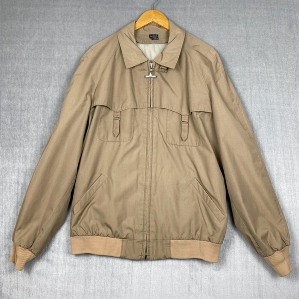 Vtg Mighty Mac Mens‎ Deck Jacket LT 42-44 Khaki Full Zip Sailing Made in Korea